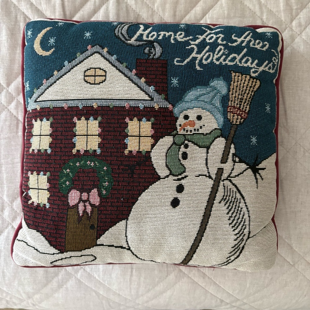 Tapestry Snowman Throw Pillow Home For The Holidays